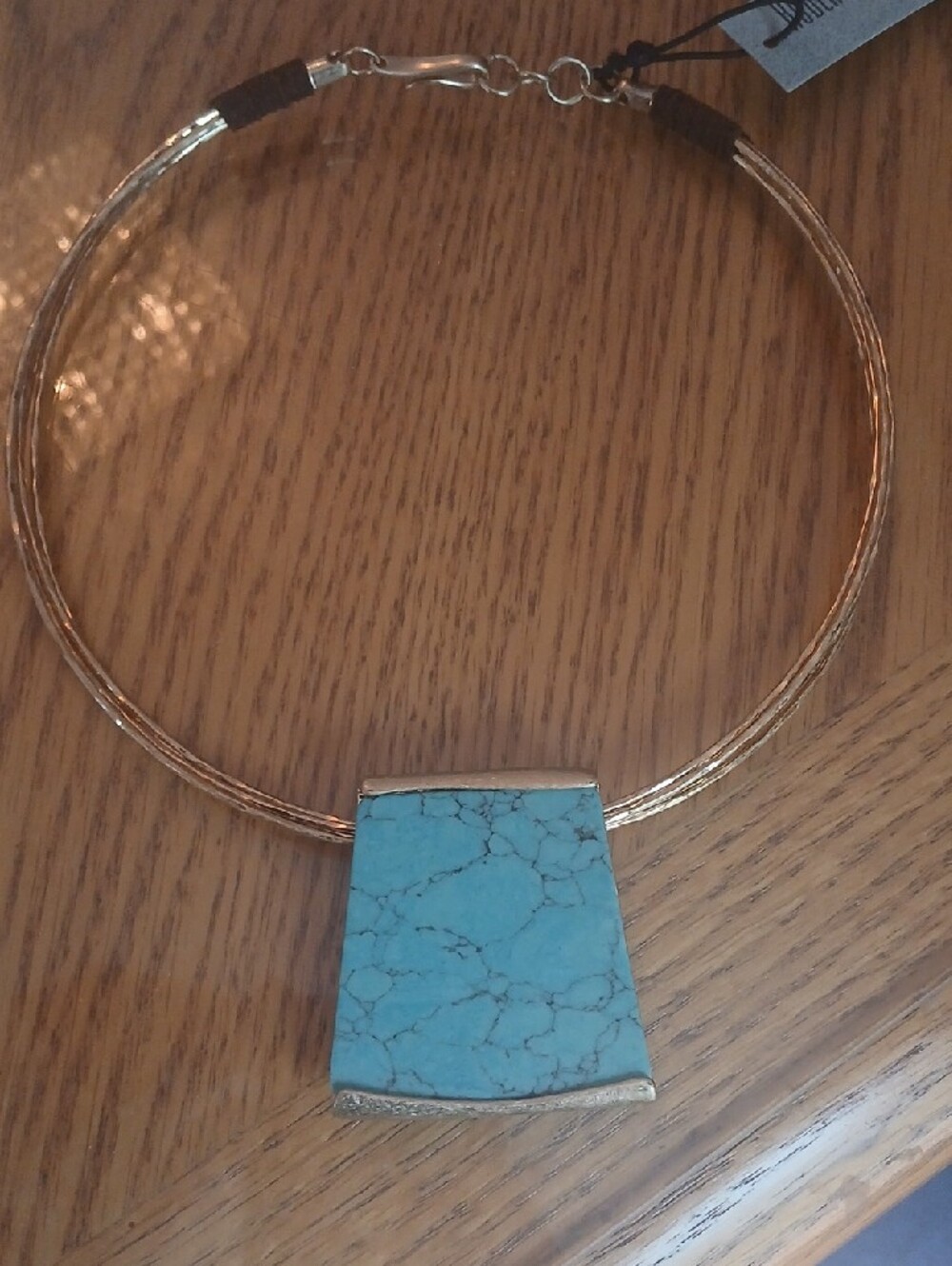 NWTs Robert Lee Morris Gold-Tone Collar Necklace with Turquoise Pendant Soho - Picture 5 of 12
